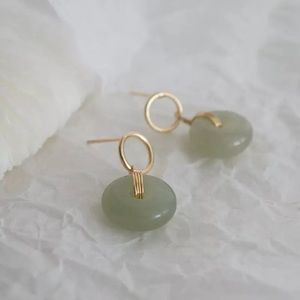 2/$20🔥18k gold over silver jade post earrings